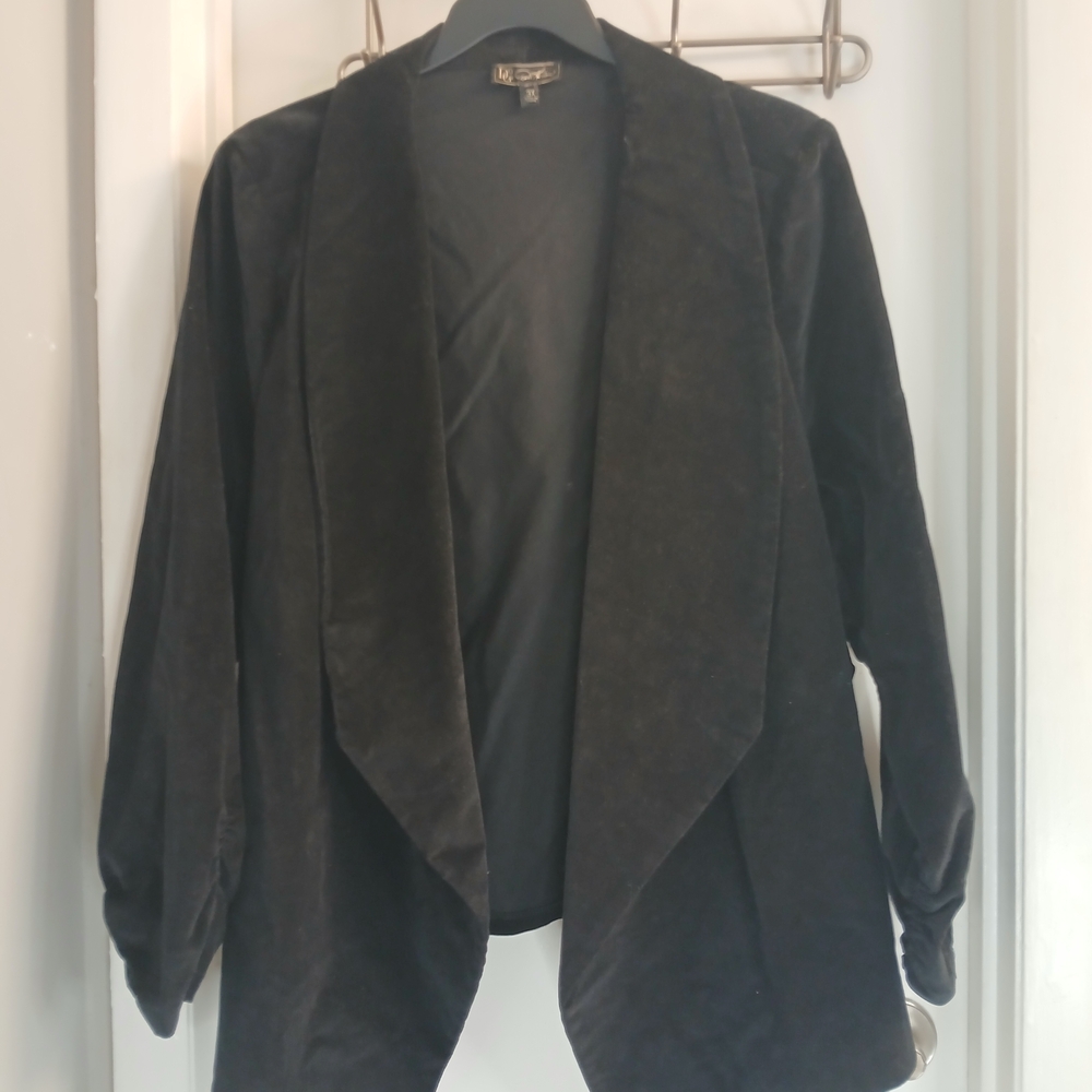 New! DG2 by Diane Gilman Black Velvet Open Front Blazer 3X NWOT Shawl Collar